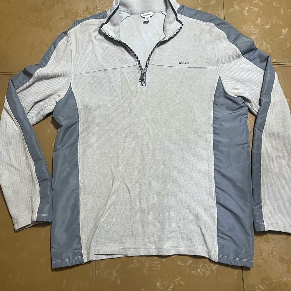 Calvin Klein Half-Zip Pullover in Light Gray and Steel